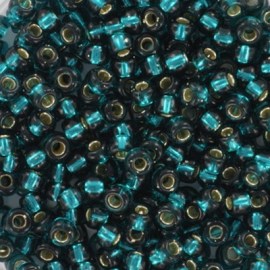 Γυάλινες χάντρες Miyuki round beads silverlined dark teal 3 mm.(10 gr.)