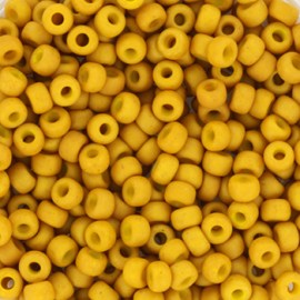 Γυάλινες χάντρες Miyuki seed beads opaque matte mustard(10gr)