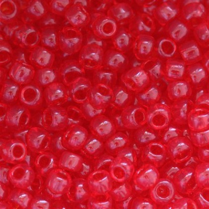 Γυάλινες χάντρες Toho 2,2mm κόκκινες διάφανες.(10 gr.)