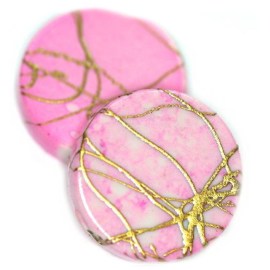 Πλαστικές κέρμα ροζ-χρυσό 18mm(10 τεμ_